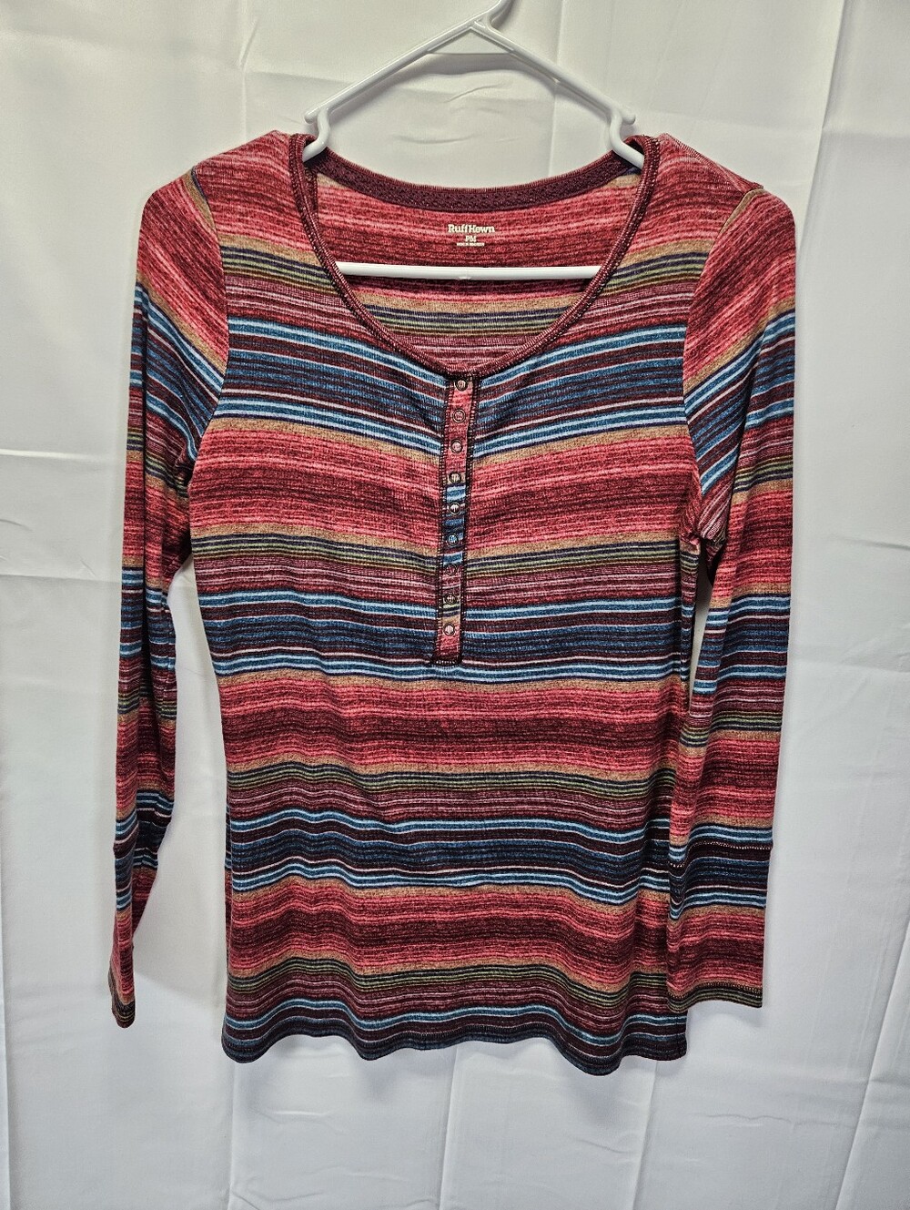 Ruff Hewn Red Striped Henley Long-Sleeve Top